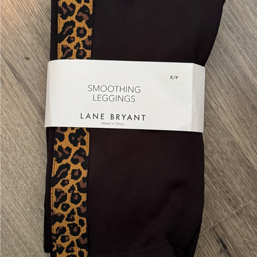 Lane Bryant Black Leggings with Animal Print Detail